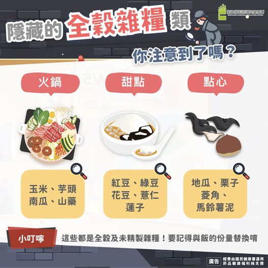 不容易被發現的澱粉類，其實份量要跟白飯算在一起。（圖／翻攝自食在好健康臉書）