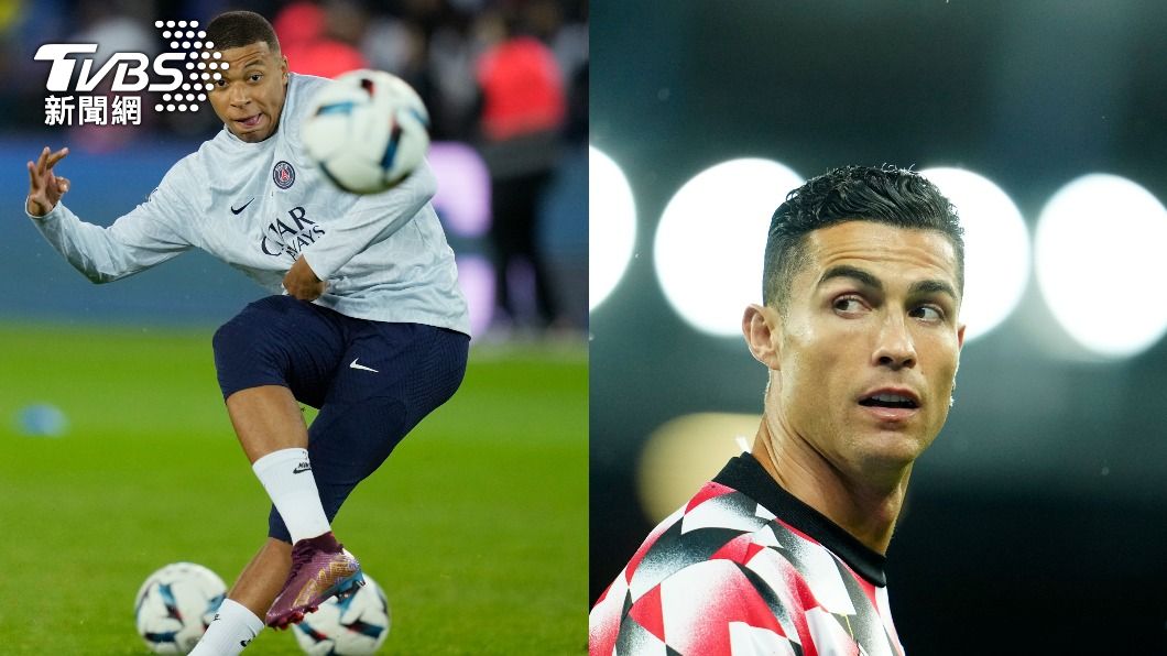 Mbappé（左）從小的偶像就是球星C羅（右）。（圖／達志影像美聯社）