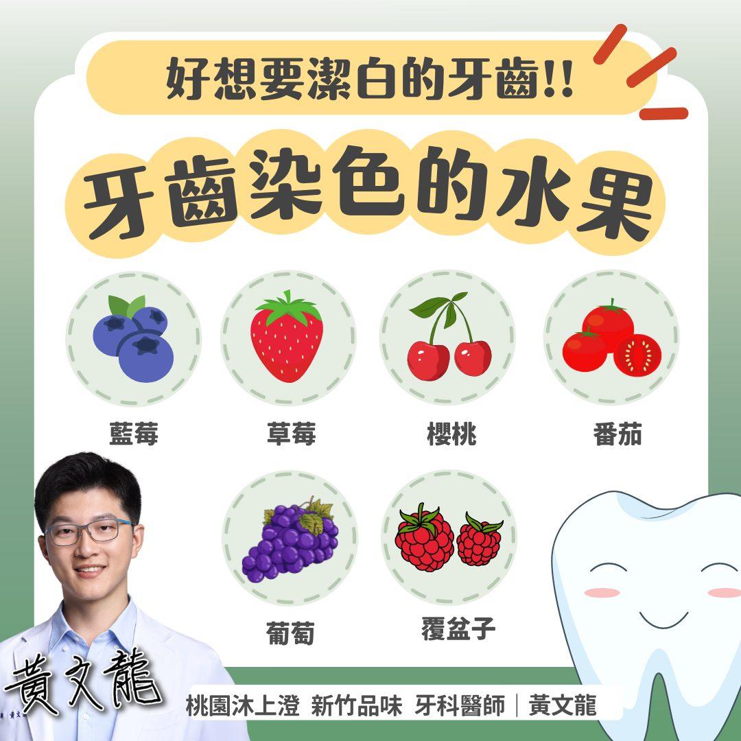 造成牙齒染色的7種水果。（圖／翻攝自黃文龍牙醫師臉書）