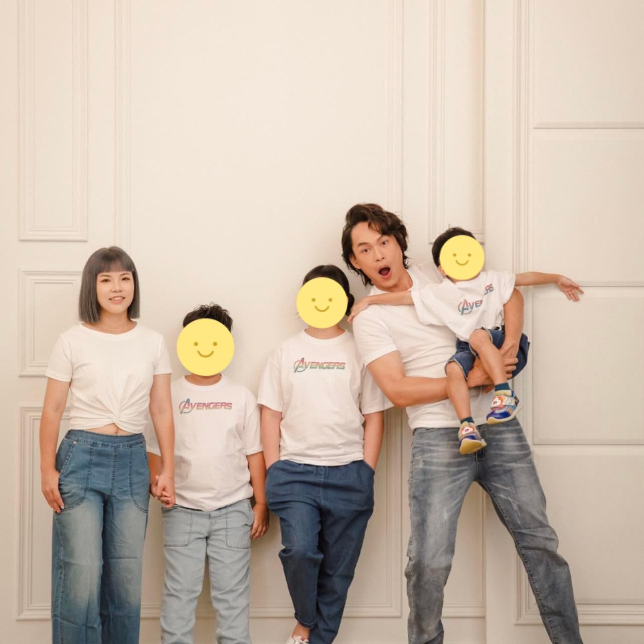 萁萁與黃鐙輝育有3名子女。(圖/翻攝自萁萁的黃三寶臉書)