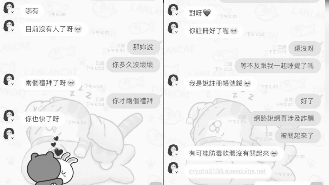 男友與詐騙集團的對話紀錄。(圖/翻攝自Dcard)