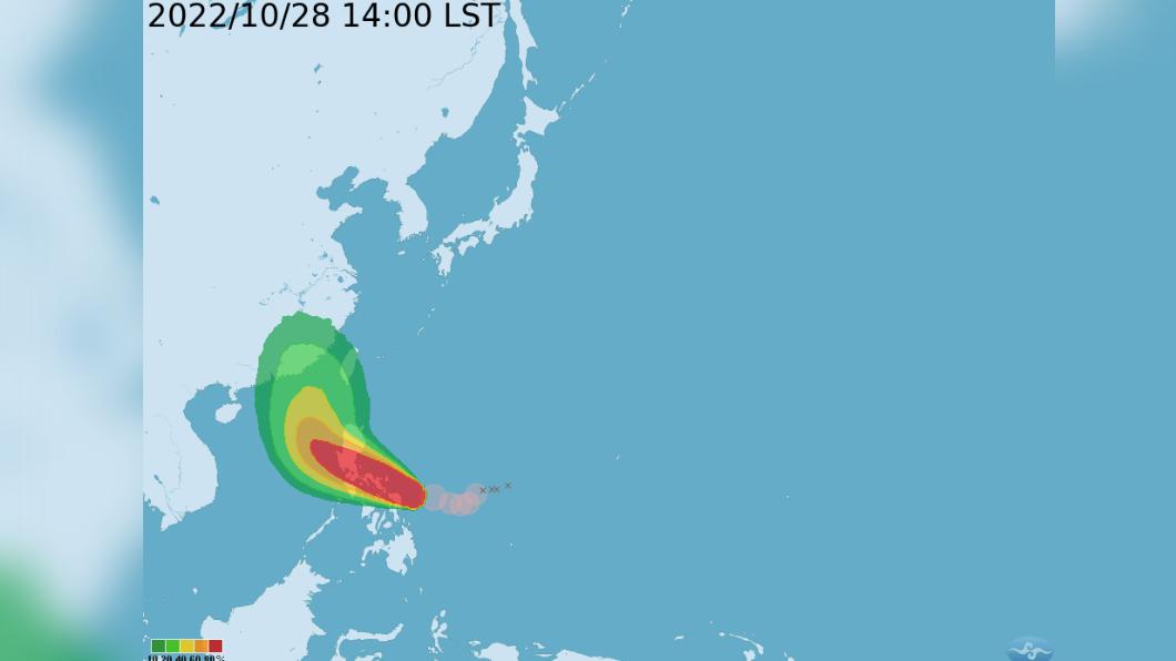 氣象局分析暴風圈襲台機率。(圖/中央氣象局提供)