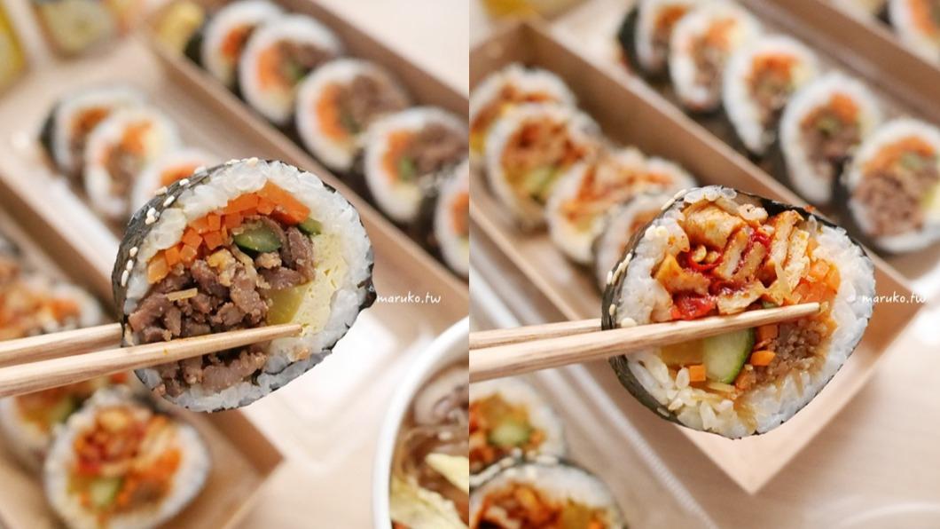 牛肉飯捲(140元)醃醬的味道還不錯;辣魚板飯捲(140元),適合喜歡吃辣的人。(圖/Maruko與美食有個約會提供)