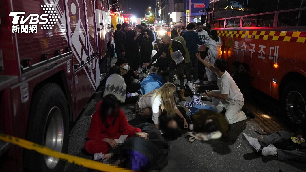 韓國梨泰院爆發推擠踩踏意外。（圖／達志影像美聯社）