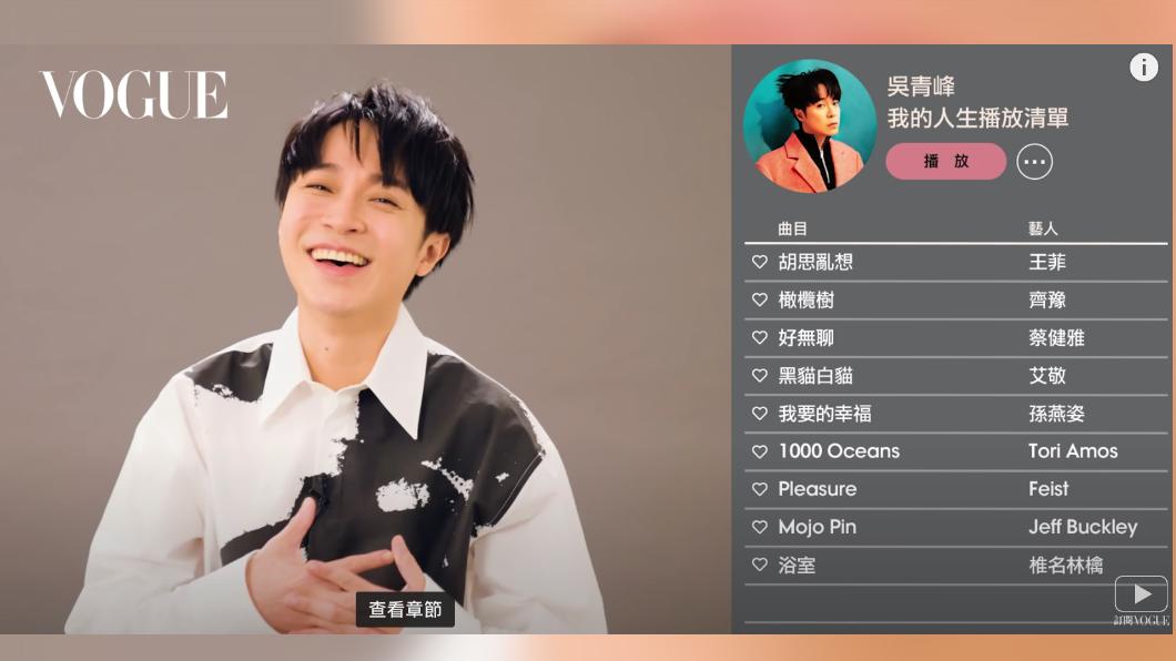 青峰分享人生十大必聽清單。(圖/翻攝自 VOGUE TaiwanYT)
