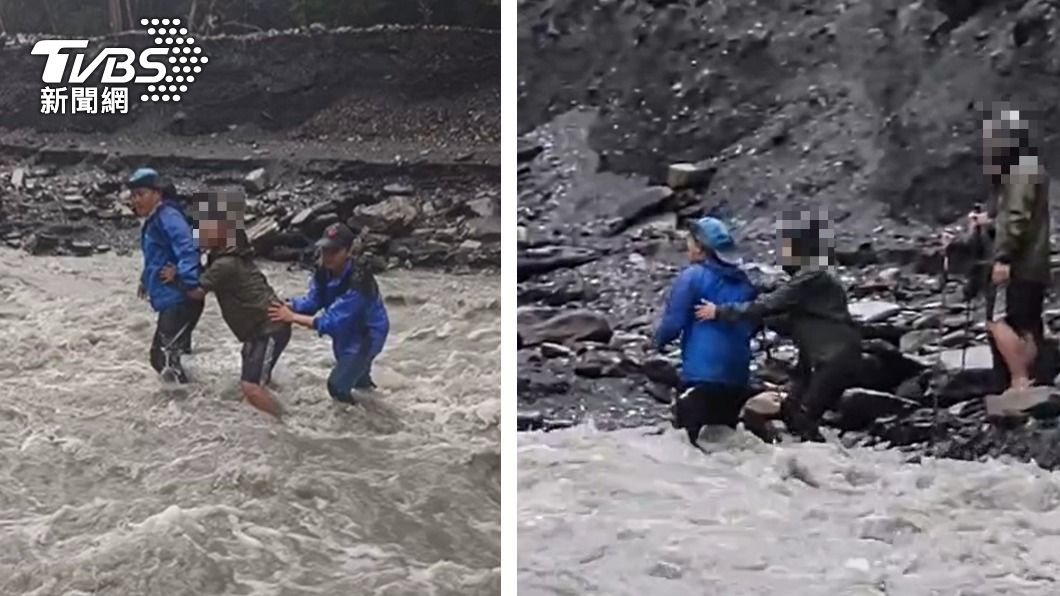 大雨來襲還溯溪?3男2女受困暴漲溪畔 山搜隊冒險橫渡救援