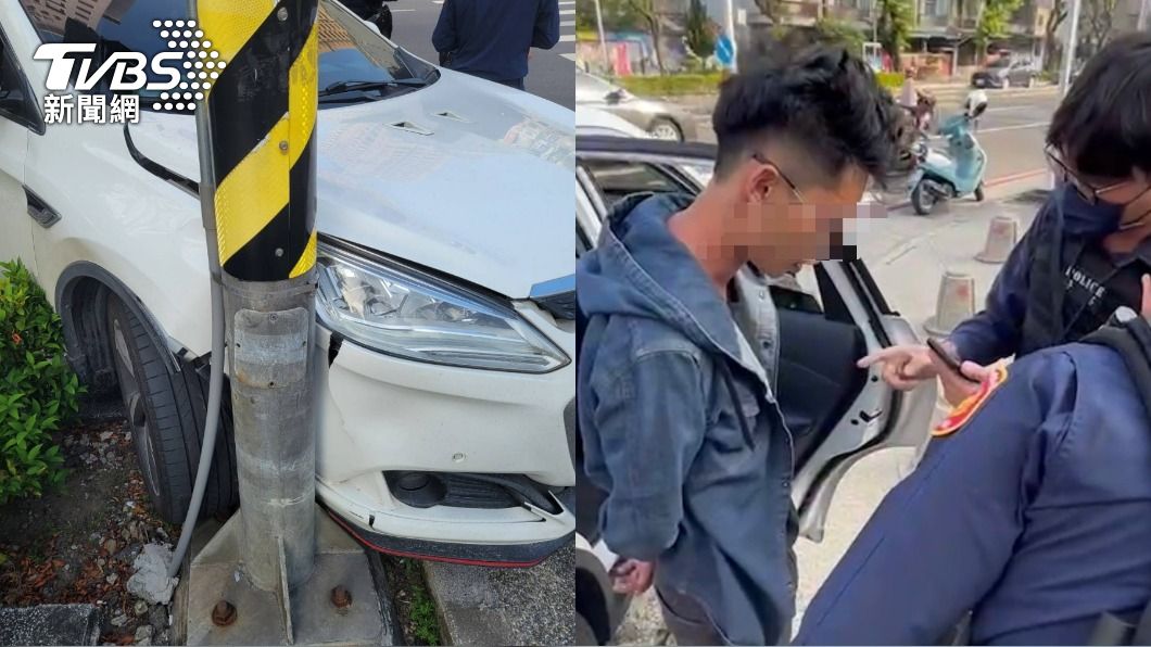 車輛滑行自撞。(圖/TVBS)