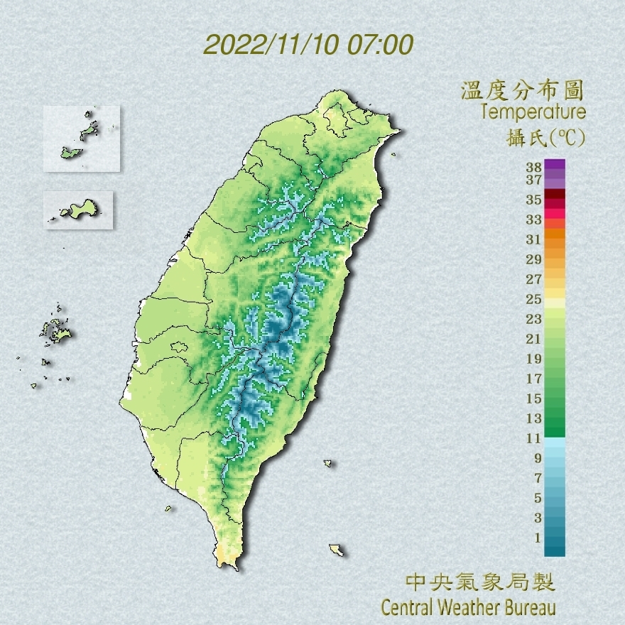 溫度分布圖。（圖／中央氣象局）