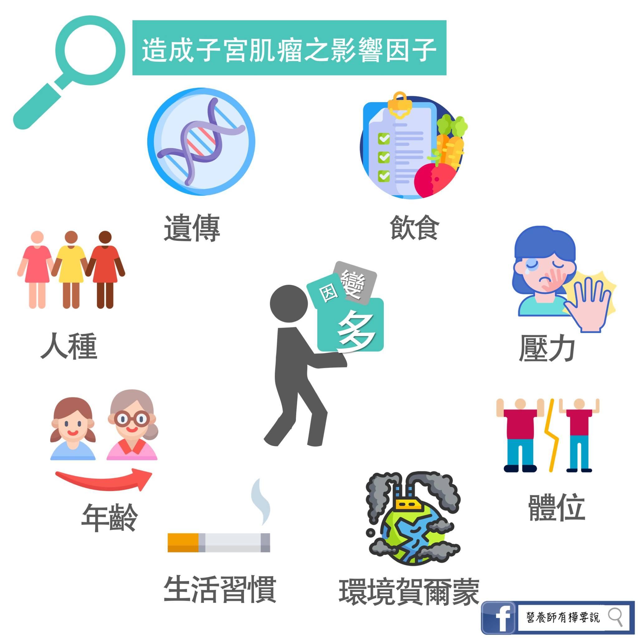 造成子宮肌瘤的影響因子。(圖/翻攝自簡鈺樺營養師臉書)