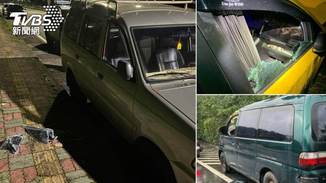 鄒女破窗行竊車內財物,多輛汽車遭殃。(圖/TVBS)