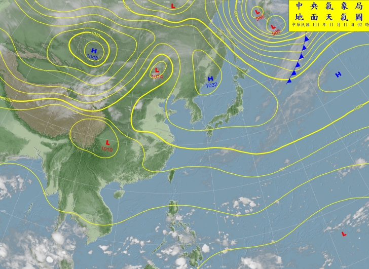 地面天氣圖。(圖/中央氣象局)