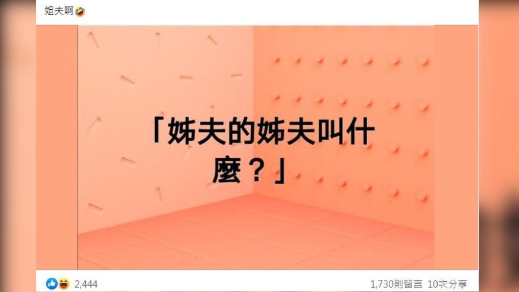 有網友在臉書詢問，「姊夫的姊夫」該如何稱呼。（圖／翻攝自「爆廢公社」臉書）