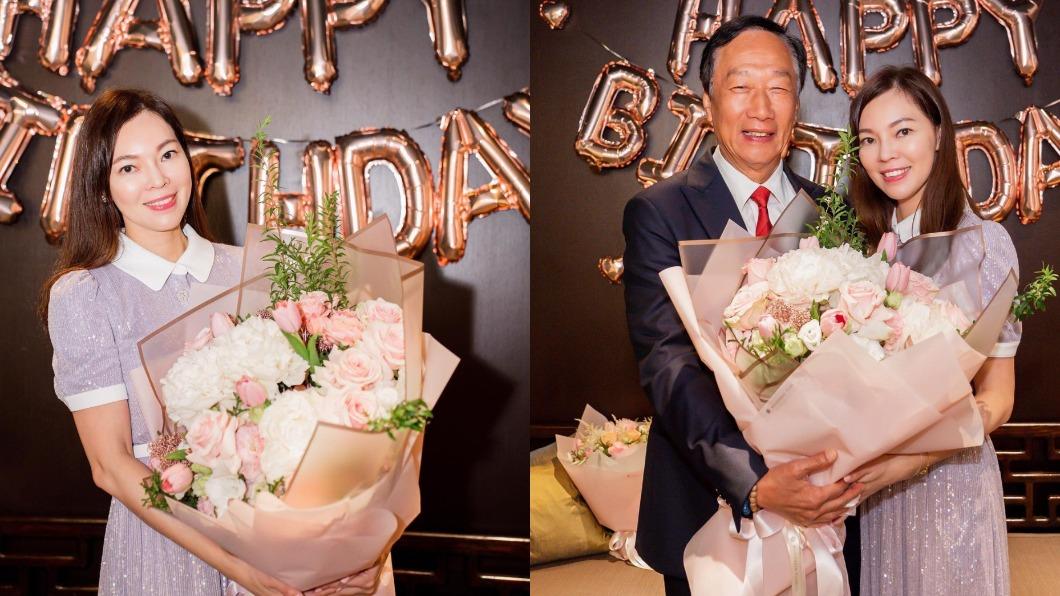 郭董超寵妻!現身曾馨瑩「粉色慶生趴」 捧花合照曬恩愛