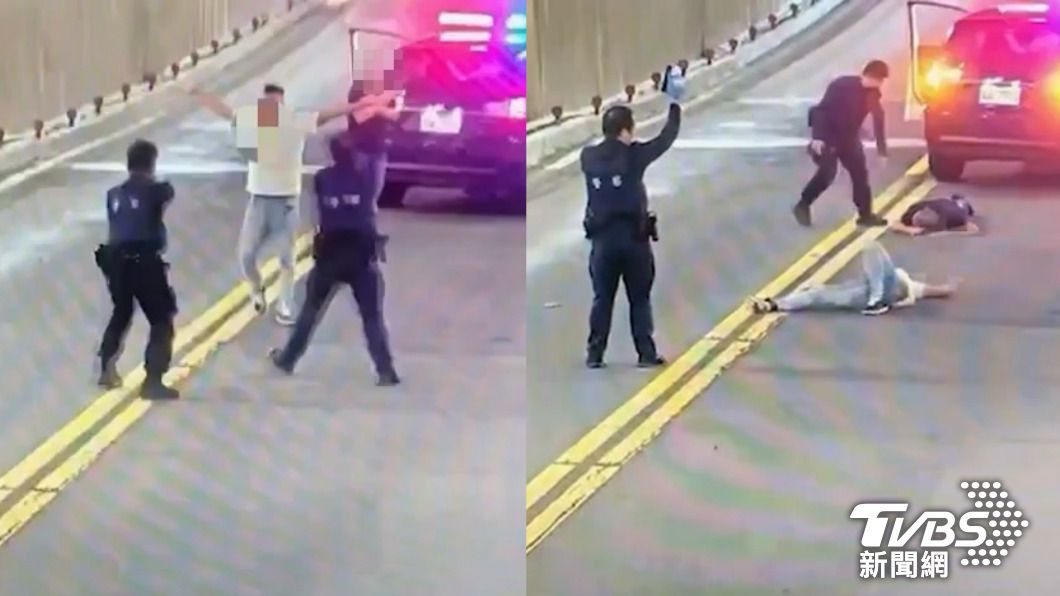 李男頻頻對員警嗆聲遭開槍壓制。(圖/TVBS)
