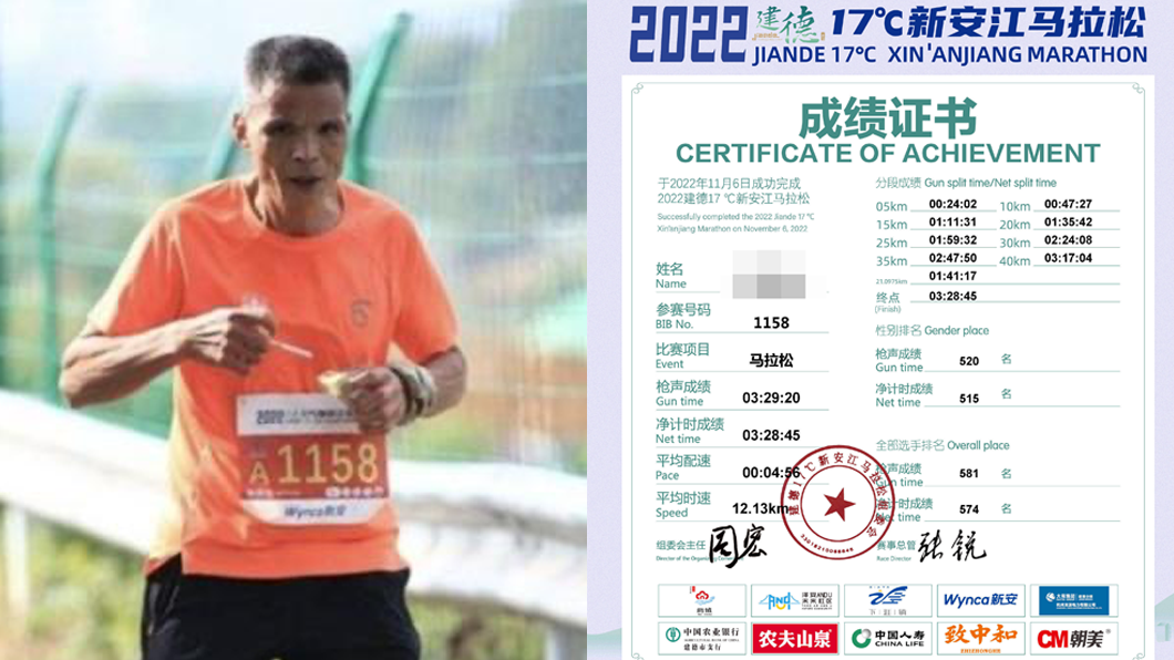 大叔的比賽成績曝光。(圖/翻攝自微博)