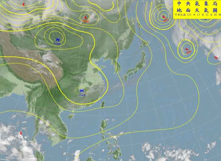 下一波東北季風將在週末增強。(圖/中央氣象局)