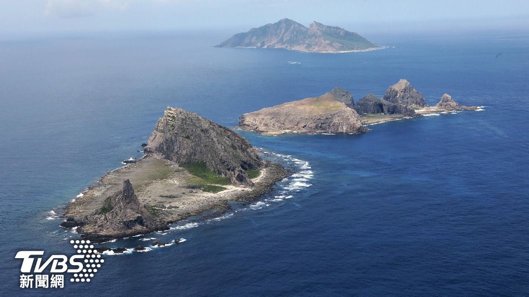 爭議島嶼釣魚台週邊海域空拍圖。（圖/達志影像美聯社）