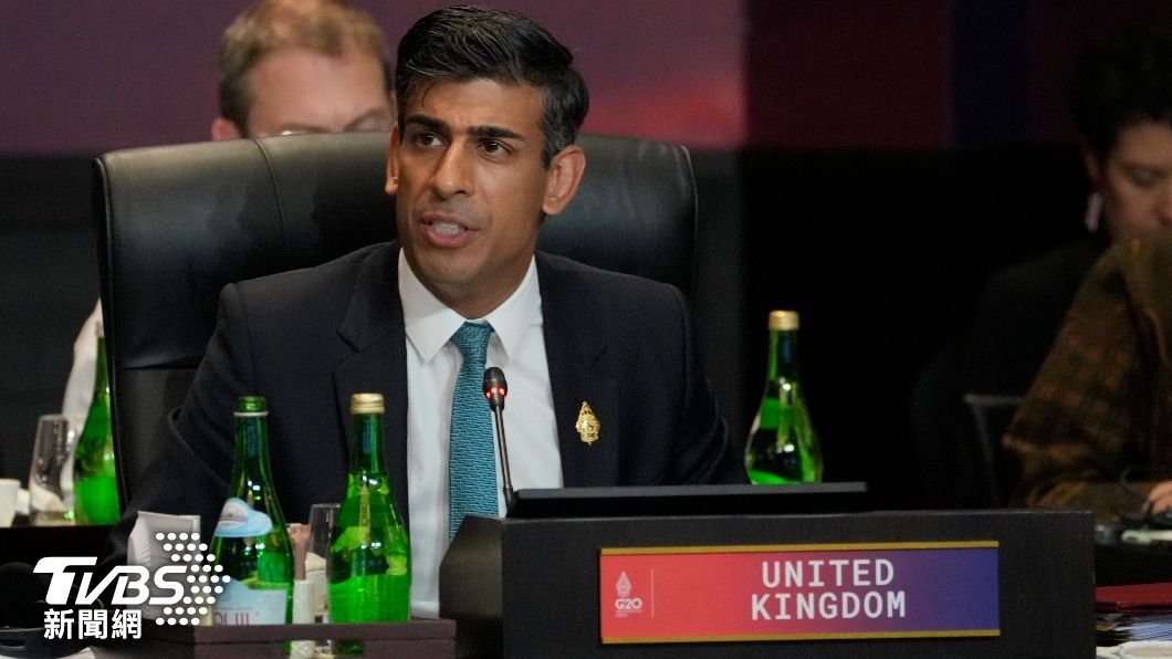 英國現任首相蘇納克出席二十國高峰會。（圖/達志影像美聯社）