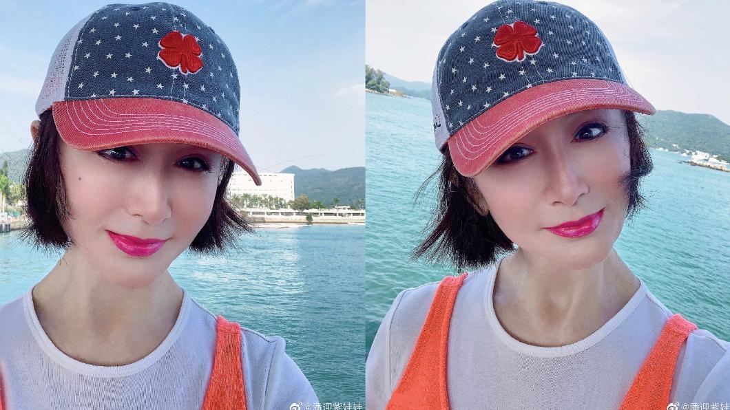 潘迎紫近日趁著解封,特別脫下口罩到戶外踏青。(圖/翻攝自潘迎紫微博)