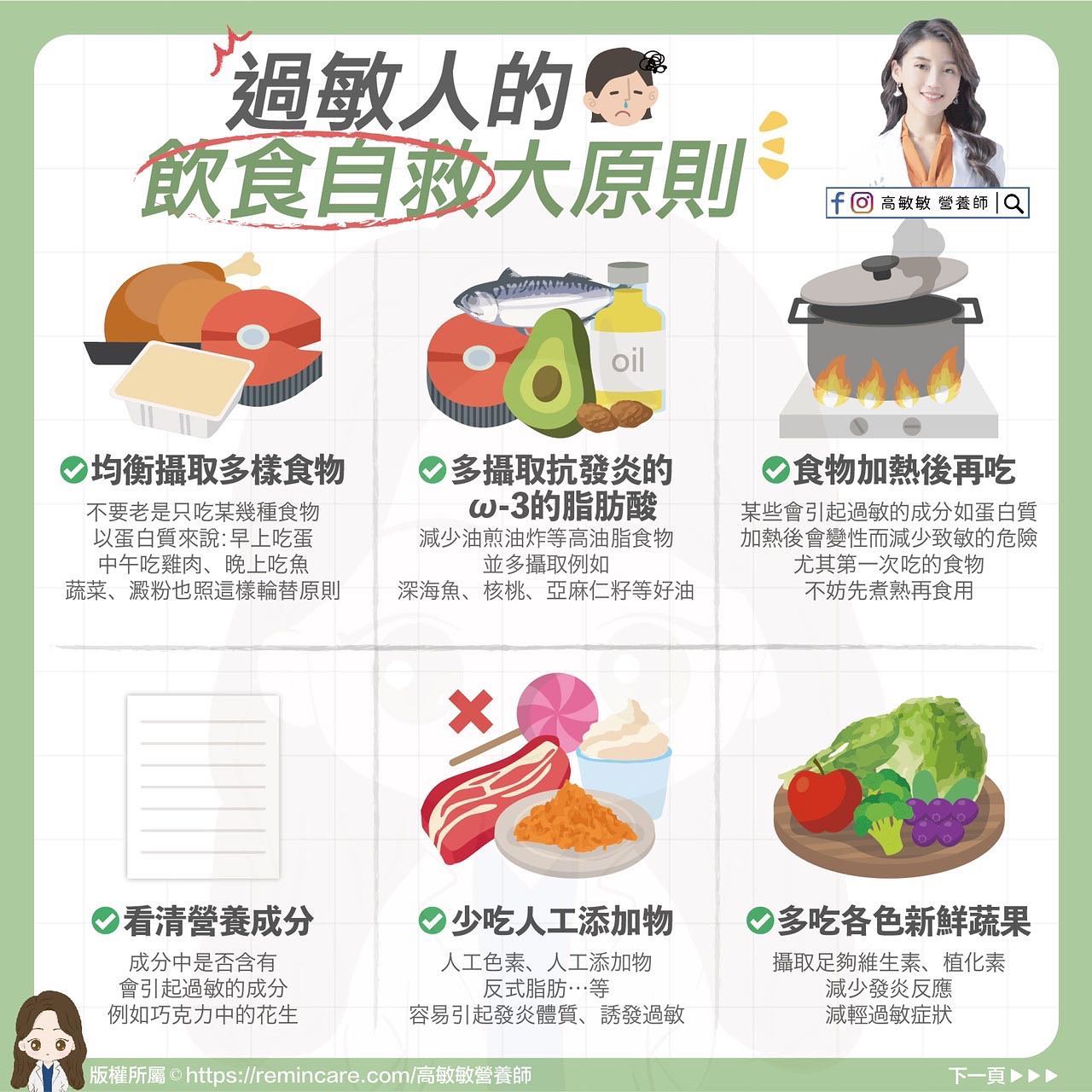 過敏人飲食自救6原則。(圖/翻攝自高敏敏營養師臉書)