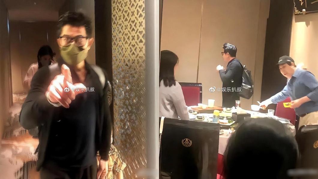 郭富城一家在包廂用餐被偷拍。(圖/翻攝自微博)