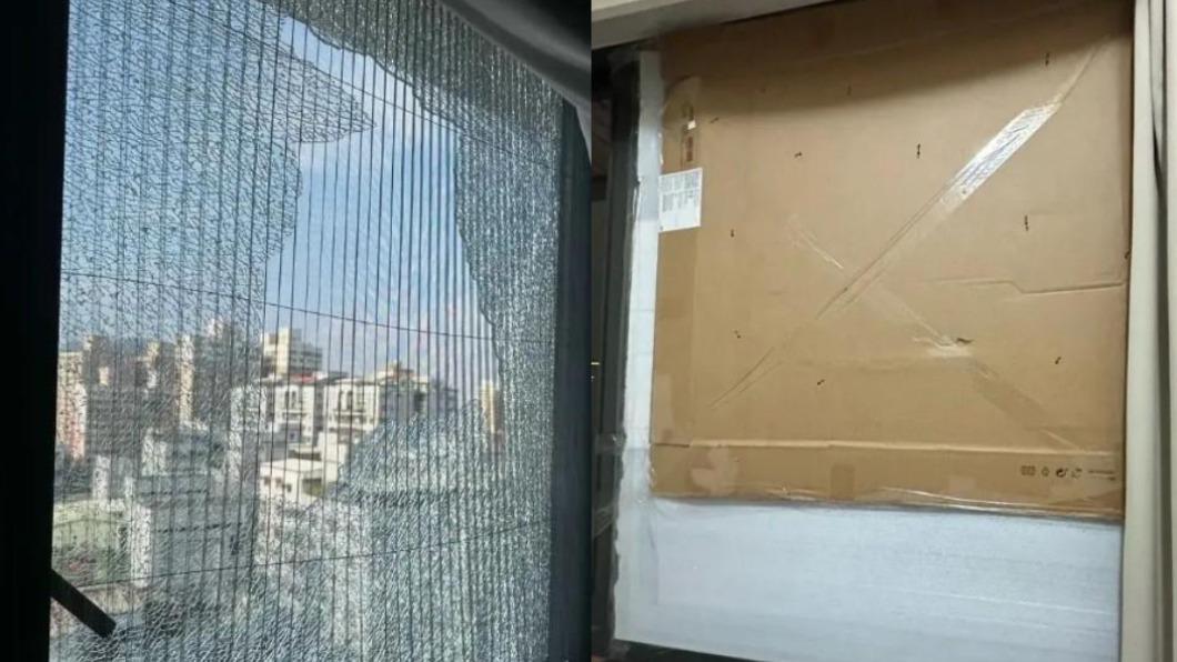 社青住宅住氣密窗爆裂!修補需1週 慘黏紙板加減擋風