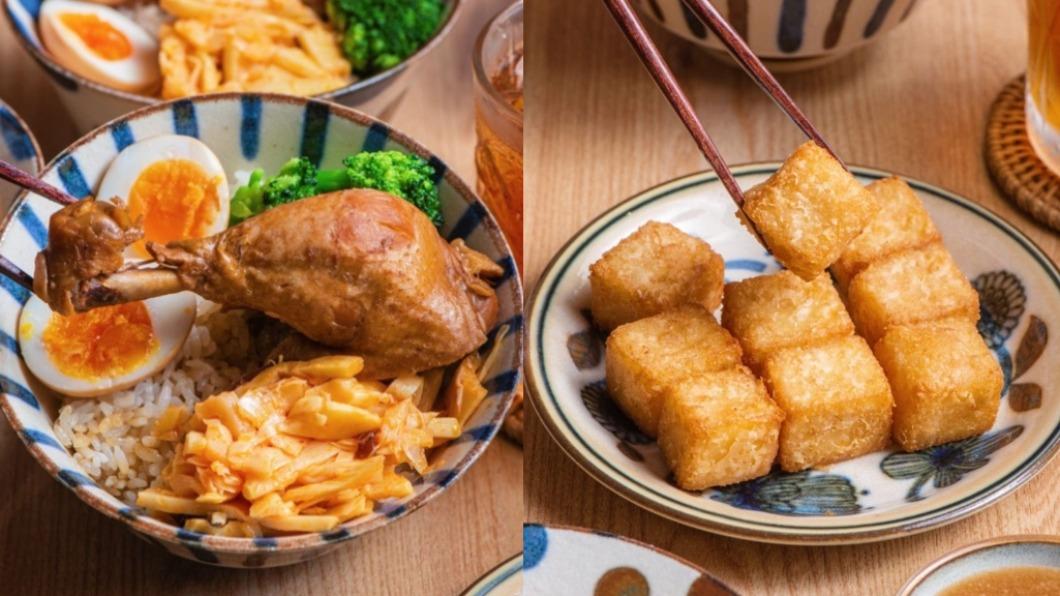 「醬控雞腿飯」、「金沙富粿」都是此店有名的菜色。(圖/傻妞吃台南提供)