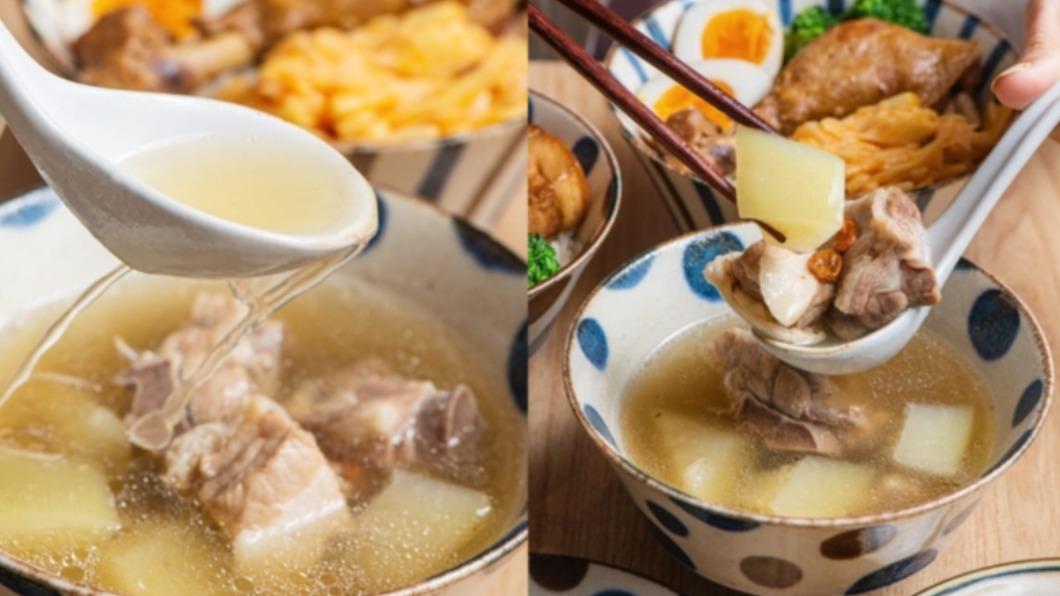 「青木瓜排骨湯」的湯頭嘗起來非常鮮甜。(圖/傻妞吃台南提供)