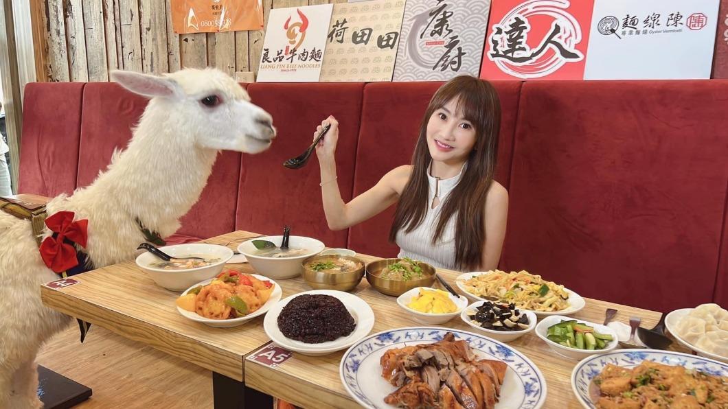 王宥忻帶羊駝吃吃喝喝。(圖/財富女神有限公司提供)
