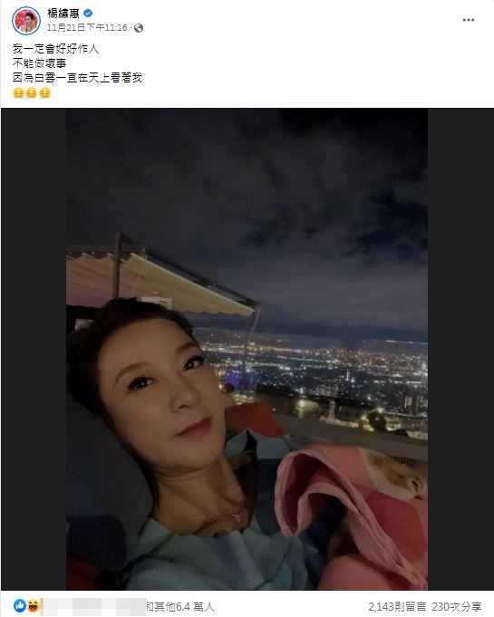 楊繡惠21日深夜在臉書發文。(圖/翻攝自楊繡惠臉書)