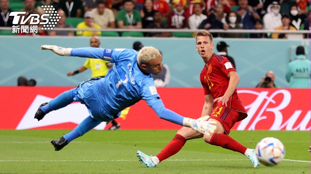 哥斯大黎加門將Keylor Navas難擋下西班牙進球。(圖/達志影像路透社)