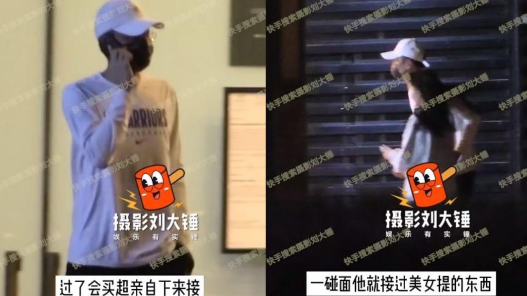 買超深夜摟妹回房,遭狗仔直擊拍下。(圖/翻攝自「攝影劉大錘」微博)