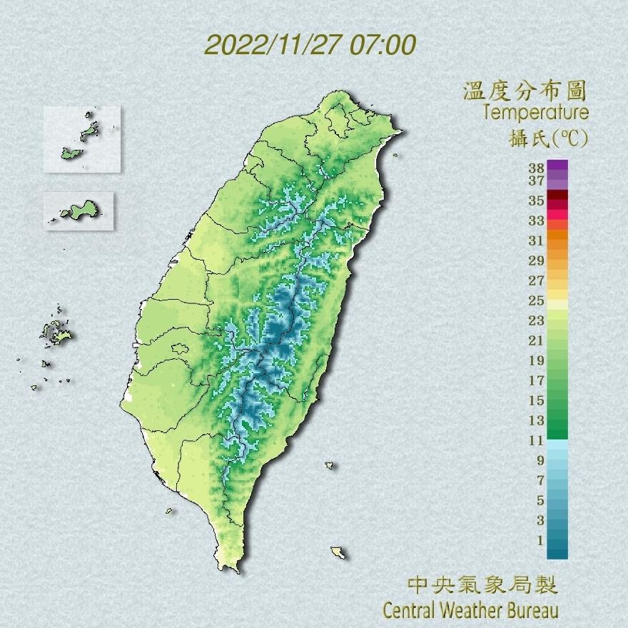 今中南部地區氣溫上看30度。(圖/中央氣象局)