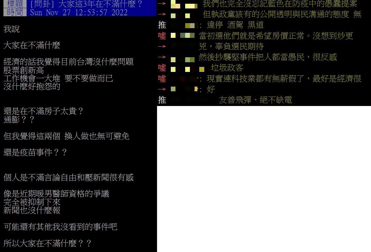 網友討論民進黨慘敗原因。（圖／翻攝自PTT）