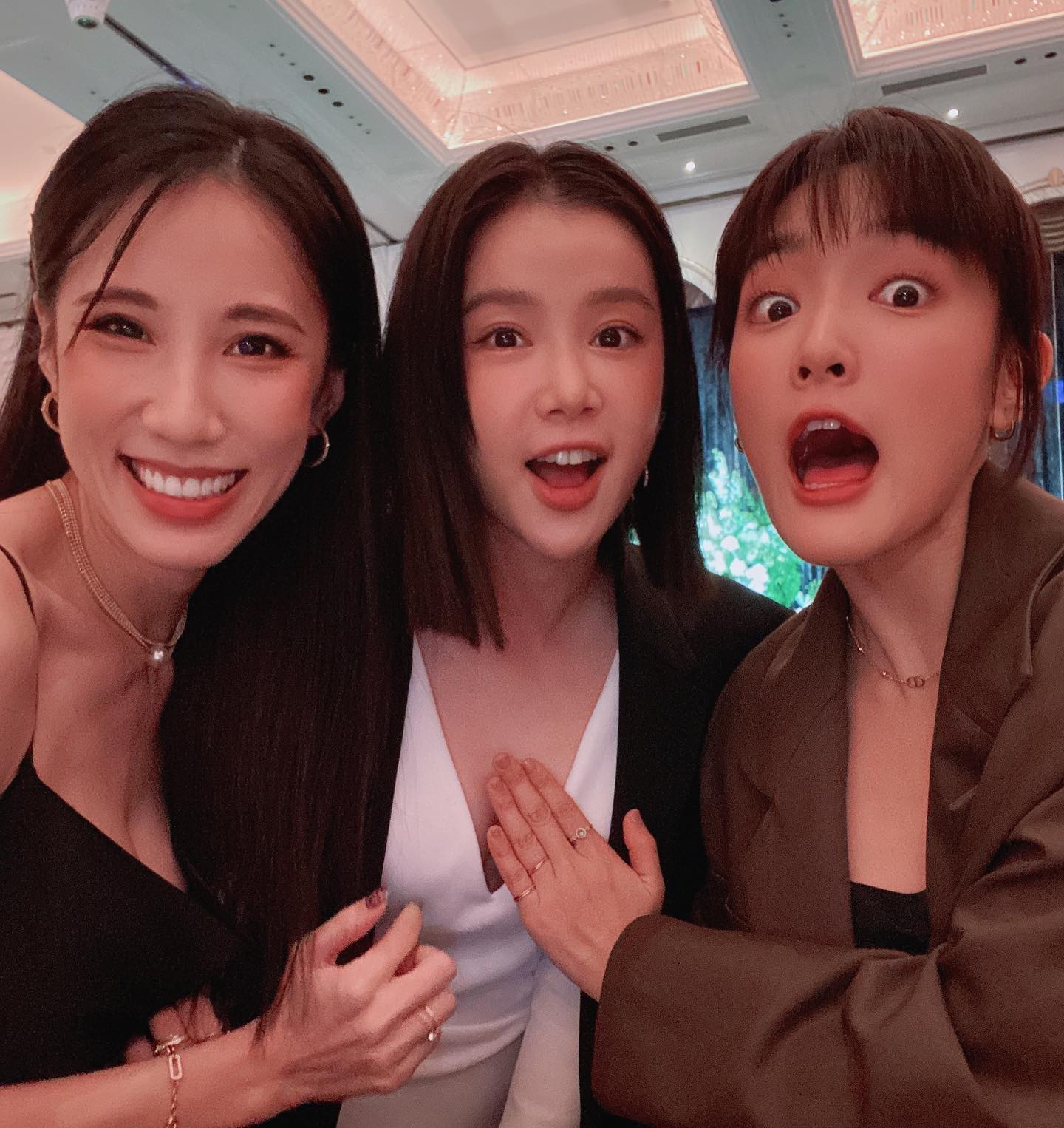席間李佳穎慘遭王淨鹹豬手。（圖／翻攝自李佳穎IG）