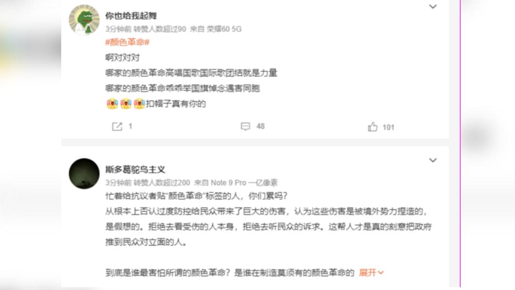 網友對境外勢力鬧事的說法並不領情。（圖／翻攝自微博）
