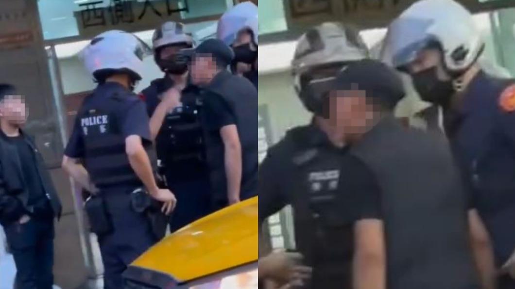 酒客對員警辱罵三字經遭上銬逮捕。(圖/翻攝自社會事影音)