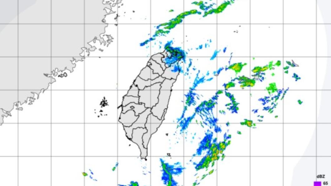 基隆北海岸、宜蘭地區及台北市山區有明顯雨勢。(圖/氣象局)