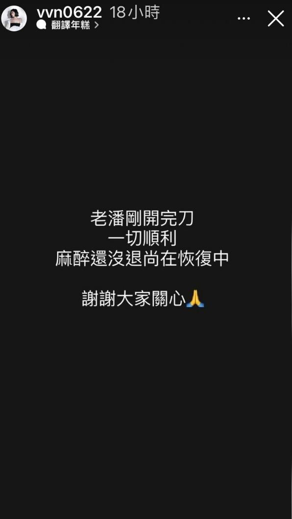 妻子發限動證實潘逸安進醫院。(圖/翻攝自Vivian IG)