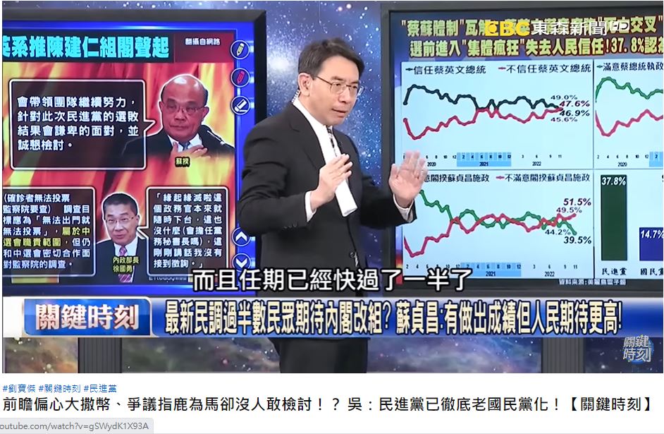 蔡英文、蘇貞昌最新民調曝光。(圖/翻攝自《關鍵時刻》YouTube)