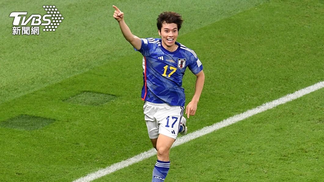 田中碧在下半場為日本踢進關鍵球，一舉超越西班牙。（圖／達志影像路透社）