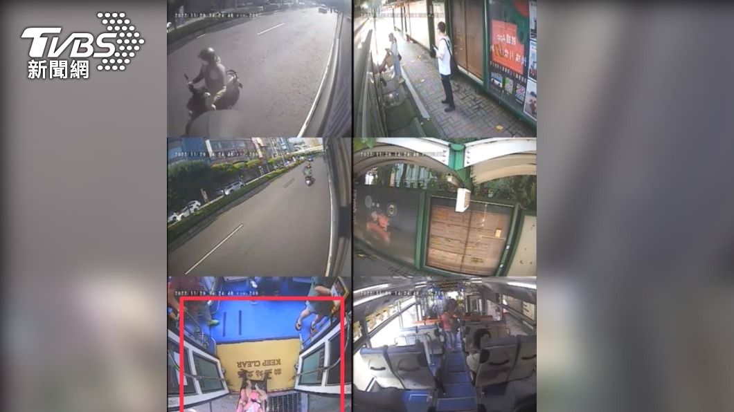 嬰兒車上車被夾住,紅框處。(圖/TVBS)