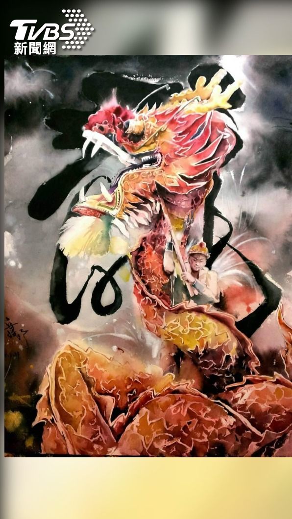 女畫家曾畫石虎義賣，2021年畫下苗栗客家習俗炸龍，畫作義賣捐出。