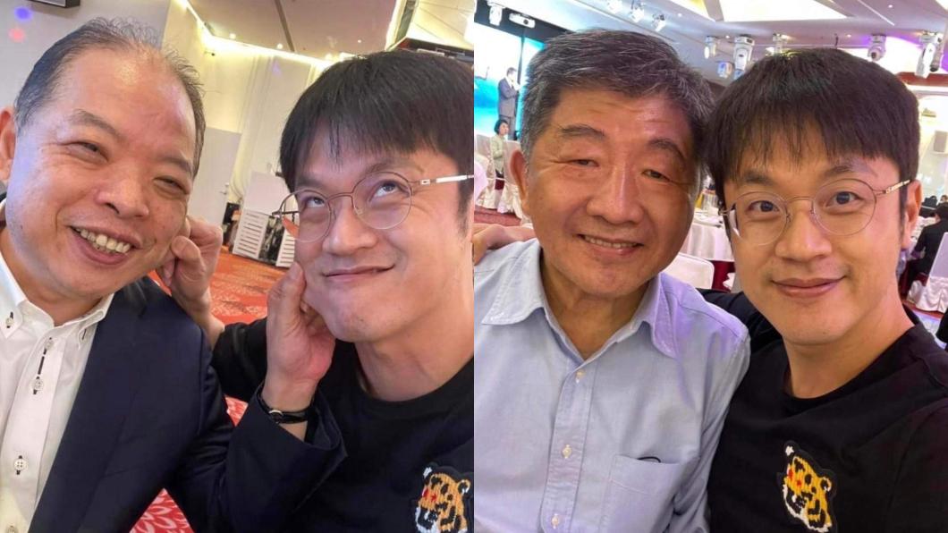 焦糖在私人臉書曬出與黃承國、陳時中合照。(圖/翻攝自陳嘉行臉書)