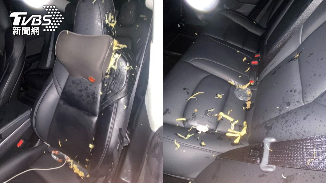 太噁!聯結車亂扔「滷肉飯加筍絲」 砸進特斯拉內飄菜味