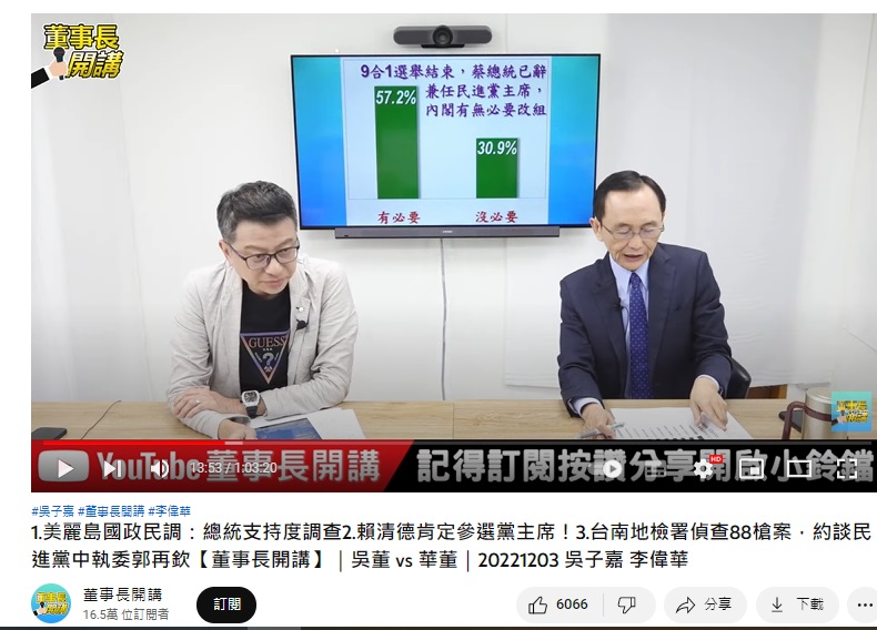 吳子嘉表示，陳建仁將接閣揆。（圖／翻攝董事長開講Youtube）