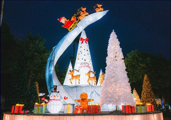 屏東公園的璀璨冰山主燈秀。(圖/翻攝自屏東聖誕節官方網站)
