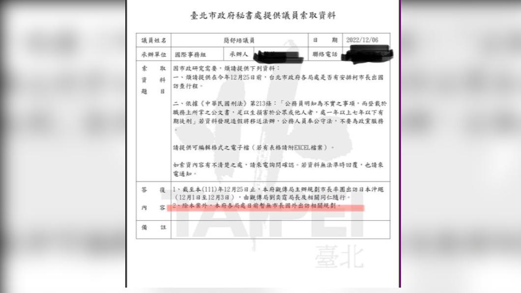 簡舒培公布北市府公文。（圖／簡舒培臉書）