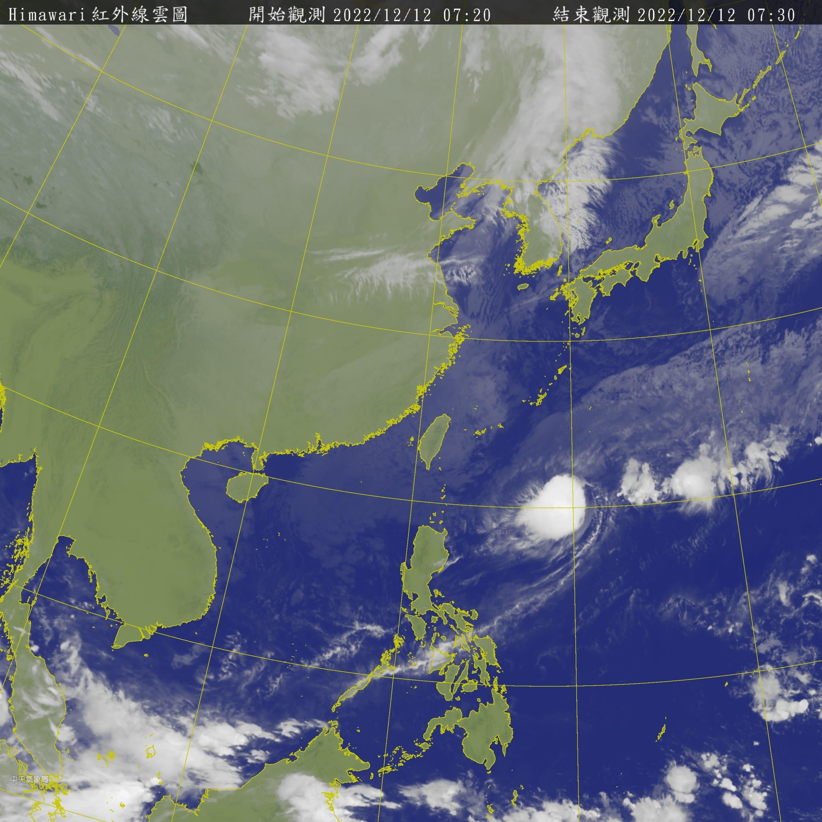週六晚間台灣平地低溫恐下探7度。(圖/中央氣象局)