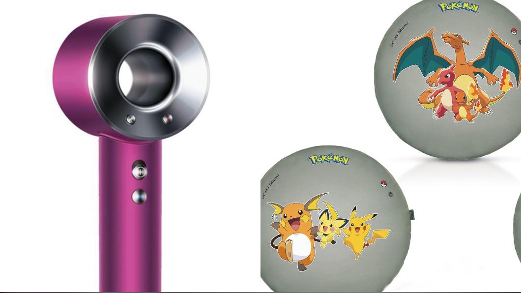 dyson吹風機特價、OSIM推出新品「萌力暖摩枕-寶可夢款」。（圖／業者提供）